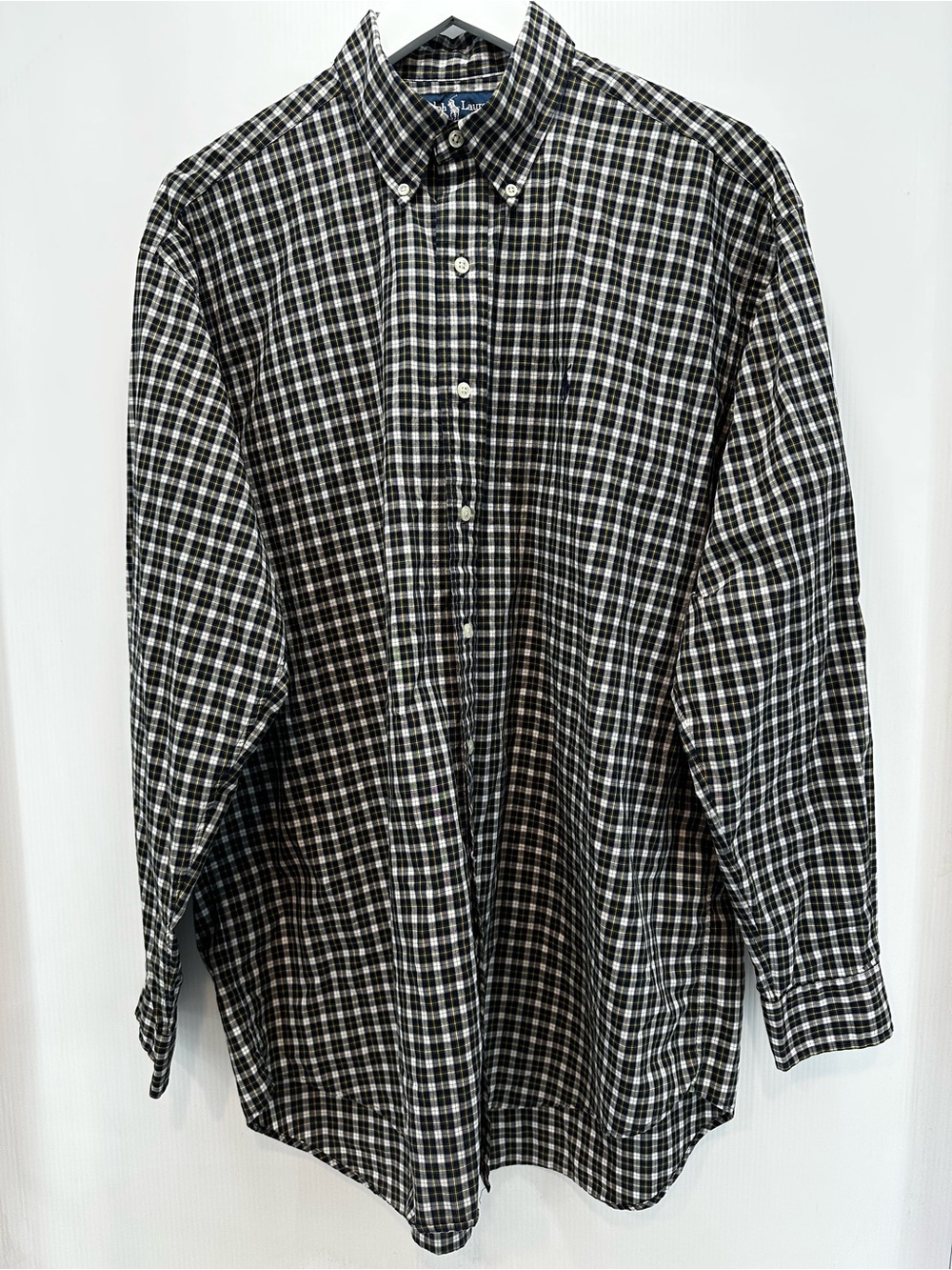 Ralph Lauren Blake Button up Men’s L 100% Cotton Plaid Long Sleeve Pony Prep